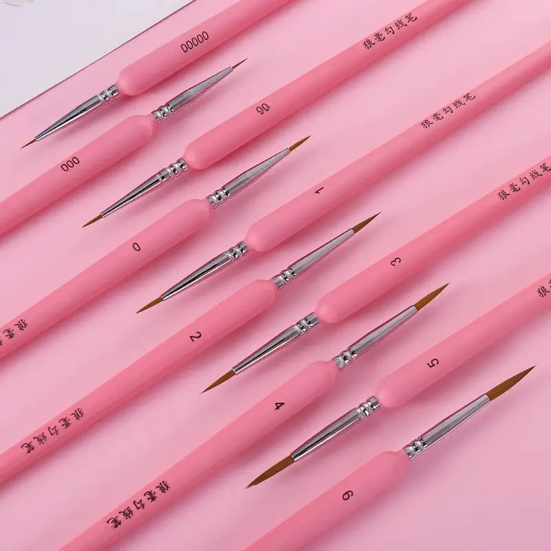 

B2RC 10Pcs/set Wolf Hair Hook Line Pen Fine Paint Brush Pen Set Artist Watercolor Acrylic Painting Brush Art Drawing Supplies