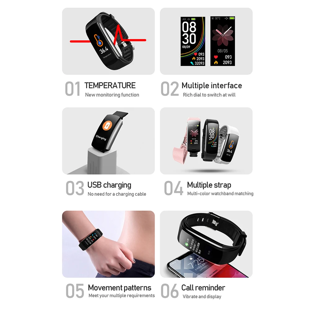 

Smart Full Touching Screen Watch Wristband Sports Pedometer Waterproof Bracelet Unisex Wristwatch Clock SP99