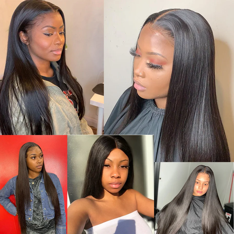 Перуанские прямые человеческие волосы пряди с закрытием 3 шт. Remy кружевной