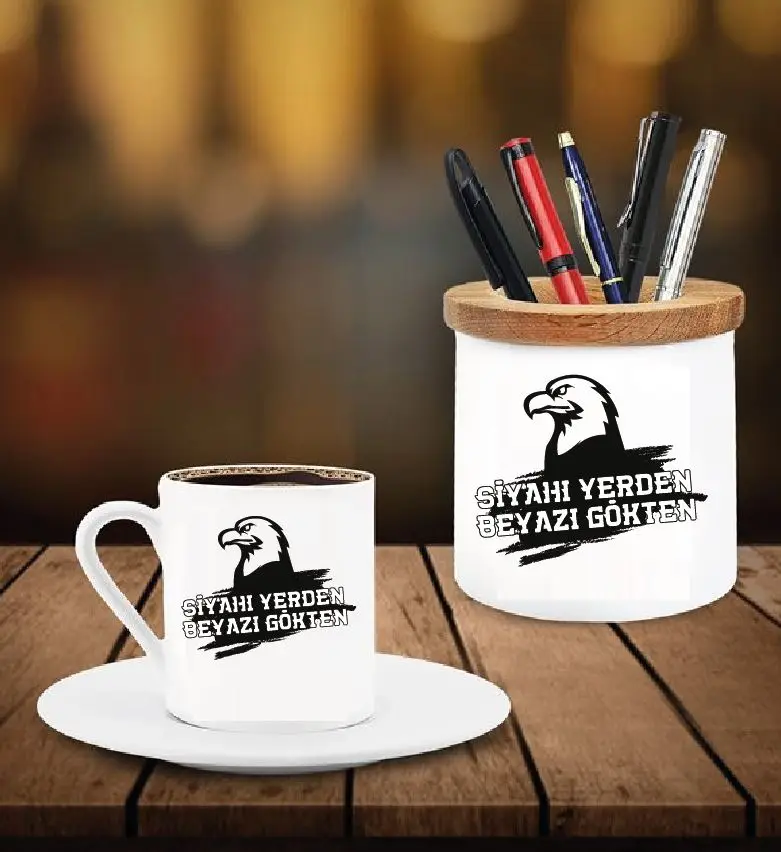 

Black Eagle Design Penholder and Coffee cup