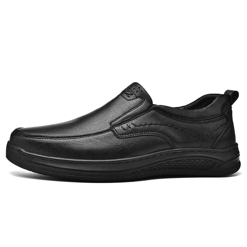 Business Genuine Leather Shoes Men Slip On Loafers Casual Handmade Comfortable Flats | Обувь