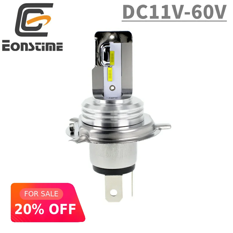 

Сменная Лампа Eonstime DC11V-60V, H4, 4 светодиода, 18 Вт, 1600LM, для мотоцикла, автомобиля, электровелосипеда, противотуманная светильник РА