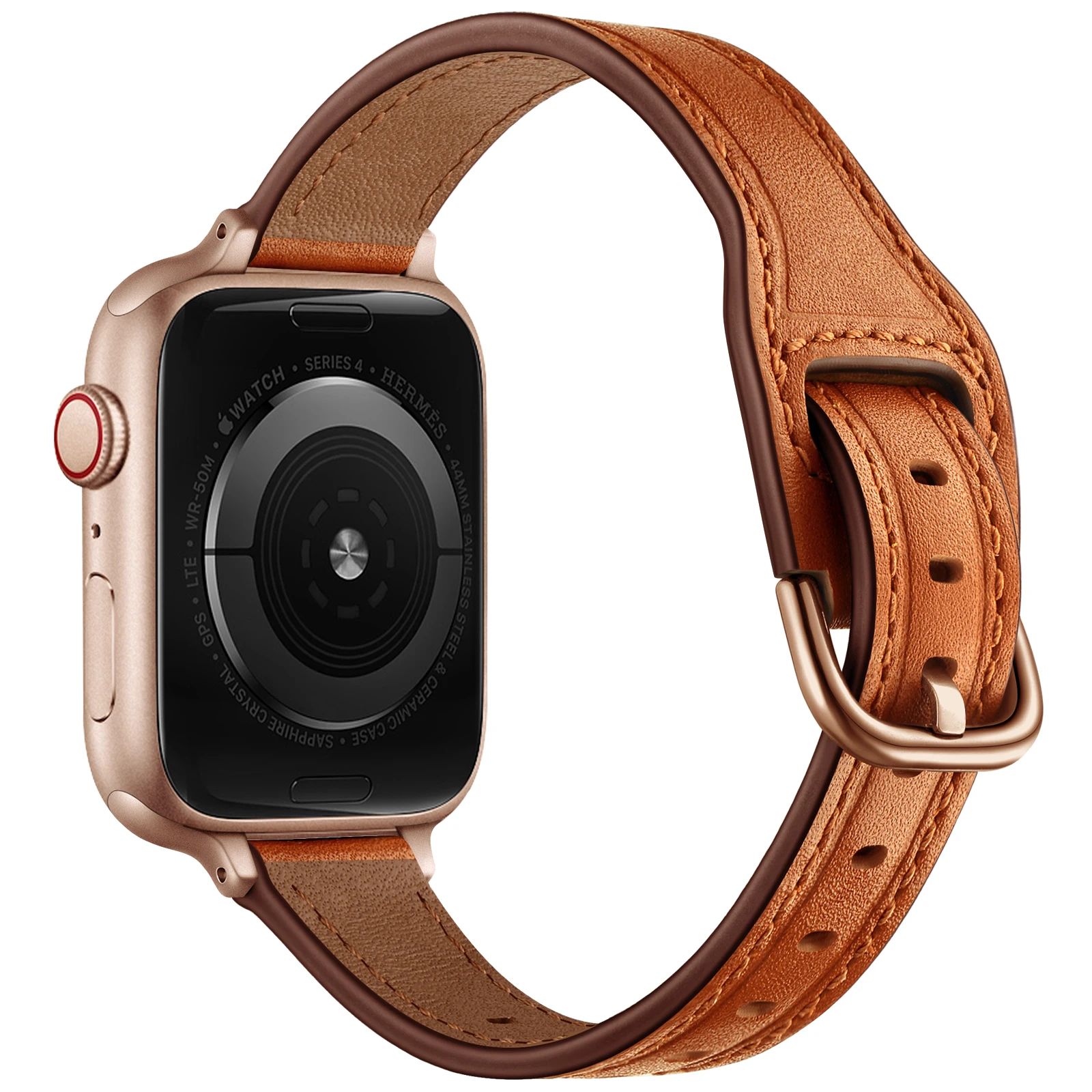

Ремешок для Apple Watch Band 44 мм, кожаный ремешок из нержавеющей стали 304 с U-образной пряжкой для Apple Watch 40 мм 45 мм 41 мм, ремешок для часов SE Series 6