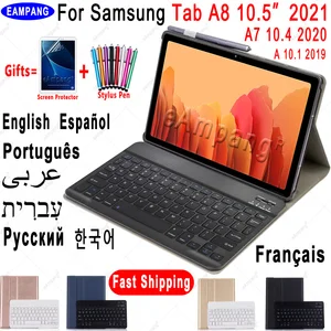 Чехол для Samsung Galaxy Tab A8 10,5 A7 10,4, чехол для клавиатуры Tab A 10,1 2019, чехол для русской, испанской, английской, Арабской клавиатуры