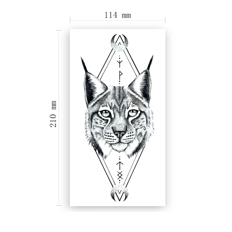 

Geometric Cat Temporary Tattoo Stickers Black Meniscus Lines Totem Fake Tattoos Waterproof Tatoos Arm Large Size for Women Men