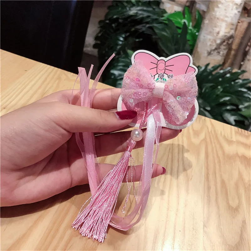 Children Ribbon Bow Hairpins Cute Glitter Princess Hair Clips Hair Accessories For Girls Barrette Party Headwear Birthday Gift