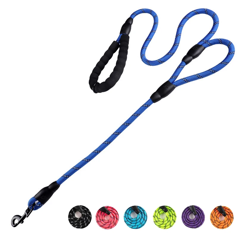 

2 Soft Padded Handles Heavy Duty Dog Leash For Medium Large Dogs Comfortable Reflective Pet Leash Training Strong Rope