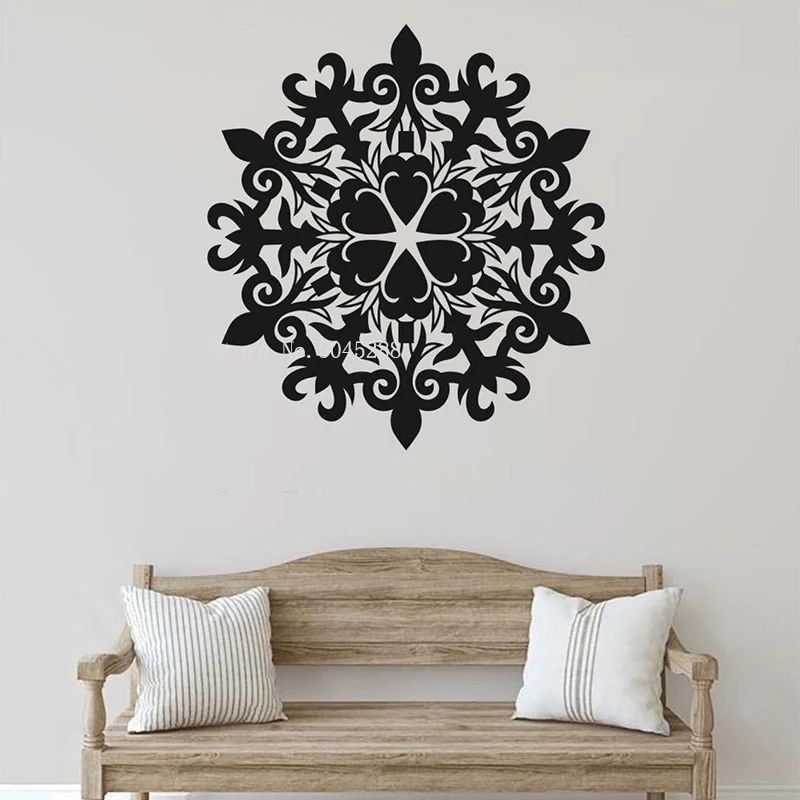 Дизайнерские наклейки на стену с мандалой простой цветок Виниловая наклейка