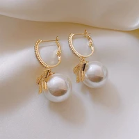 luxury vintage design with crystaland pearl bowtie ear buckle fashion earrings ladies party gift