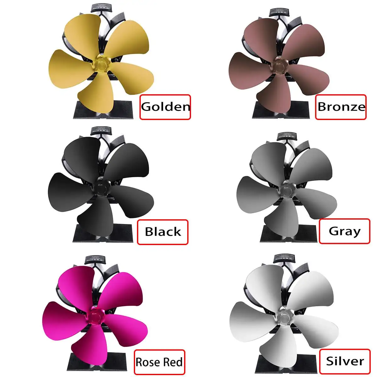 

Winter 5 Blades Efficient Heat Distribution Black Fireplace Fan Heat Powered Stove Fan Wood Burner Eco Quiet Home Fireplace Fan