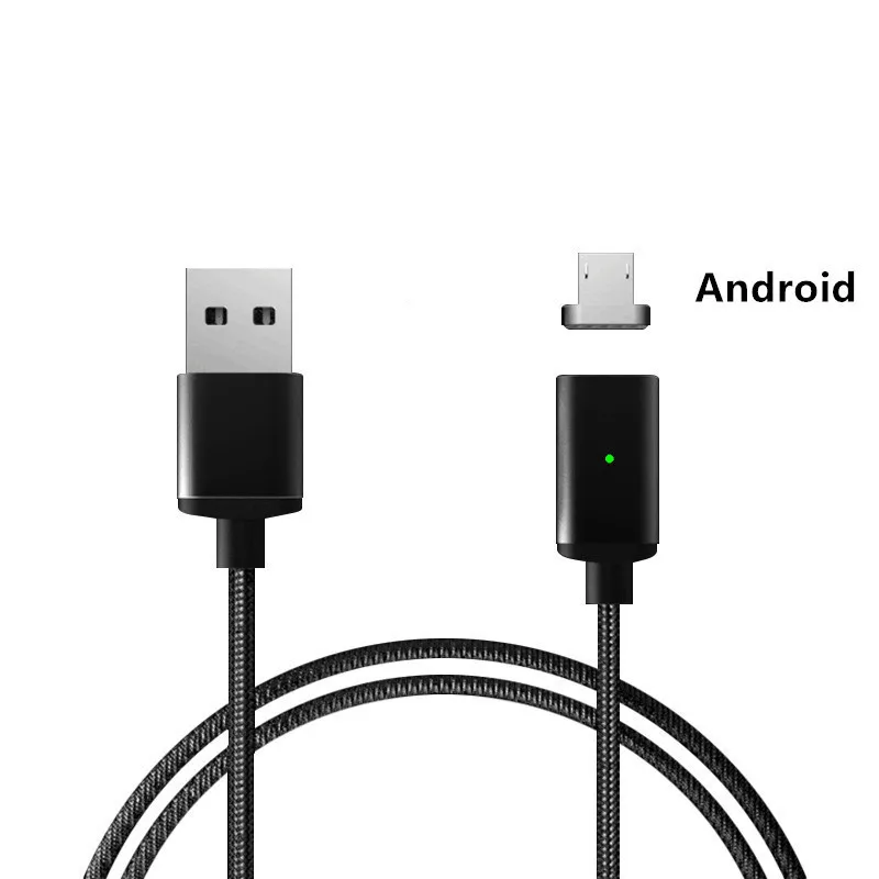 Черный Магнитный Micro Тип USB C прочный кабель для передачи данных 120 см длинные телефон Быстрый зарядный кабель для IOS iPhone Android samsung Xiaomi LG кабель - Цвет: Черный