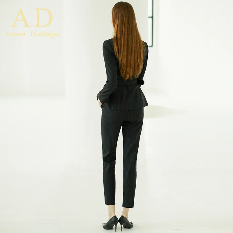 

British style simple fashion striped suit nine-point pants suit suit trousers spring new slim professional wear