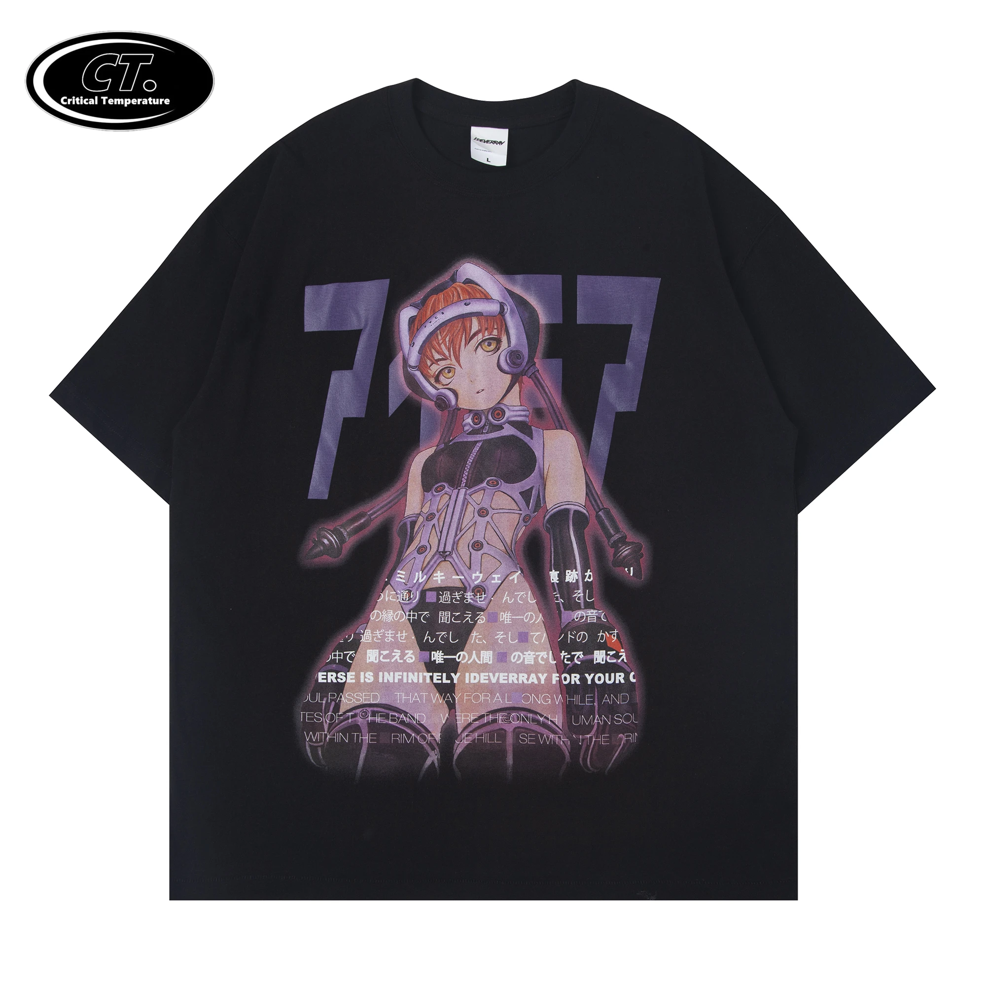 

Y2K Men's Tee Shirts Sexy Manga Girls Kanji Print Anime Tee Shirts Summer Baggy College Style Tops Fashion Otaku Streetwear