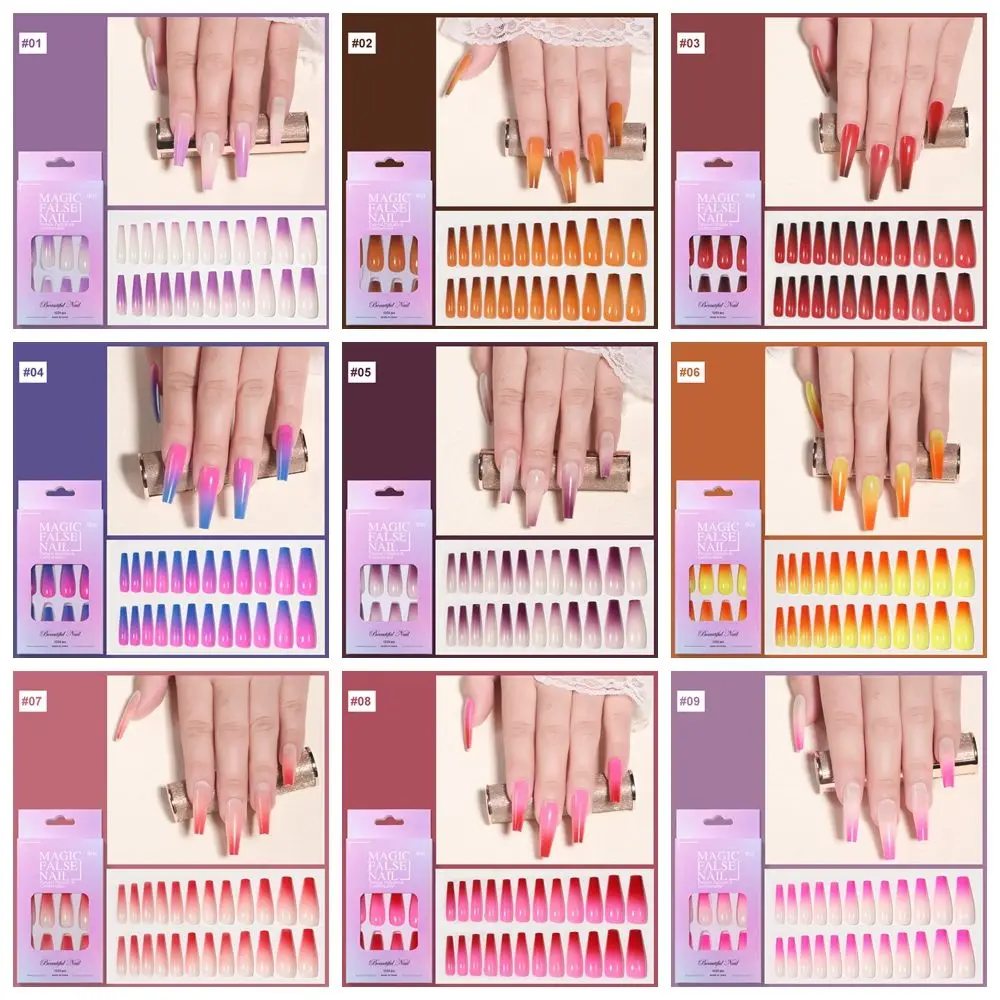 Гробные накладные ногти Европейская Радуга балерина для нейл-арта градиентные