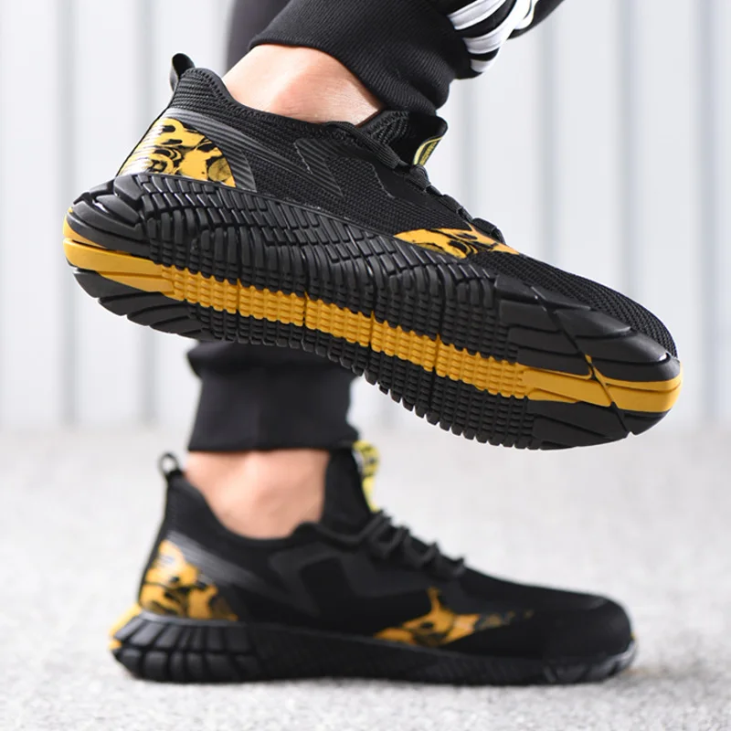Male Indestructible Work Shoes Sneakers Men Boots Anti-puncture Safety Shoes Men Anti-smash Work Boots Steel Toe Shoes Footwear