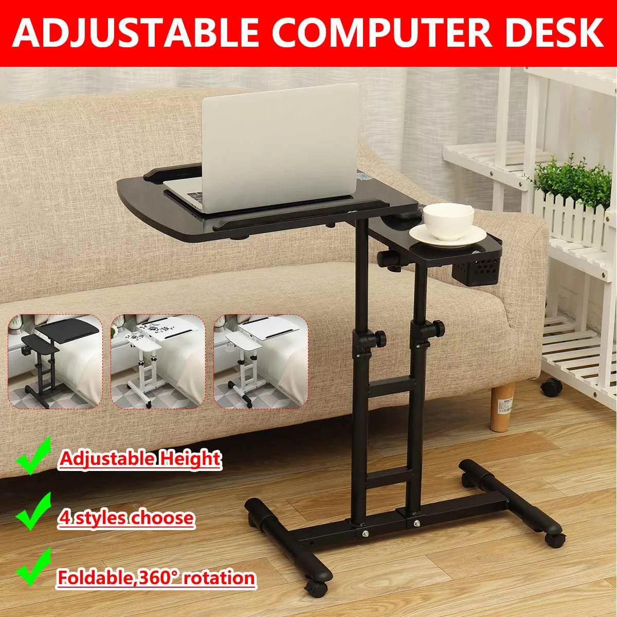 

Laptop Table Stand With Adjustable Folding Ergonomic Design Stand Notebook Desk For Ultrabook, Netbook Or Tablet With Mouse Pad