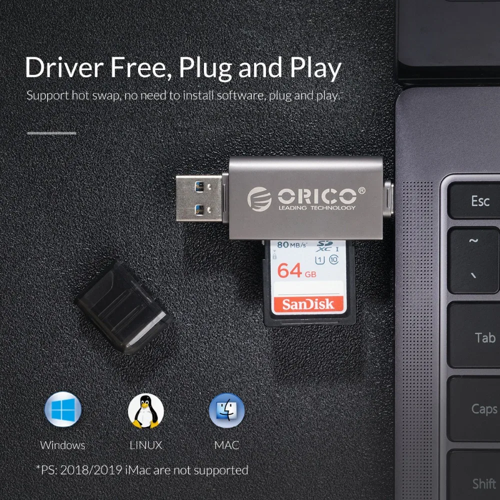 ORICO USB 3,0 SD TF кард-ридер 5 Гбит/с сверхскоростная передача Тип C кардридер портативный многофункциональный матч с OTG