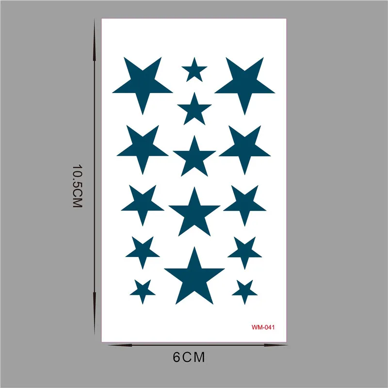 Синие большие и маленькие звезды Временные татуировки стикер тату женский тела s