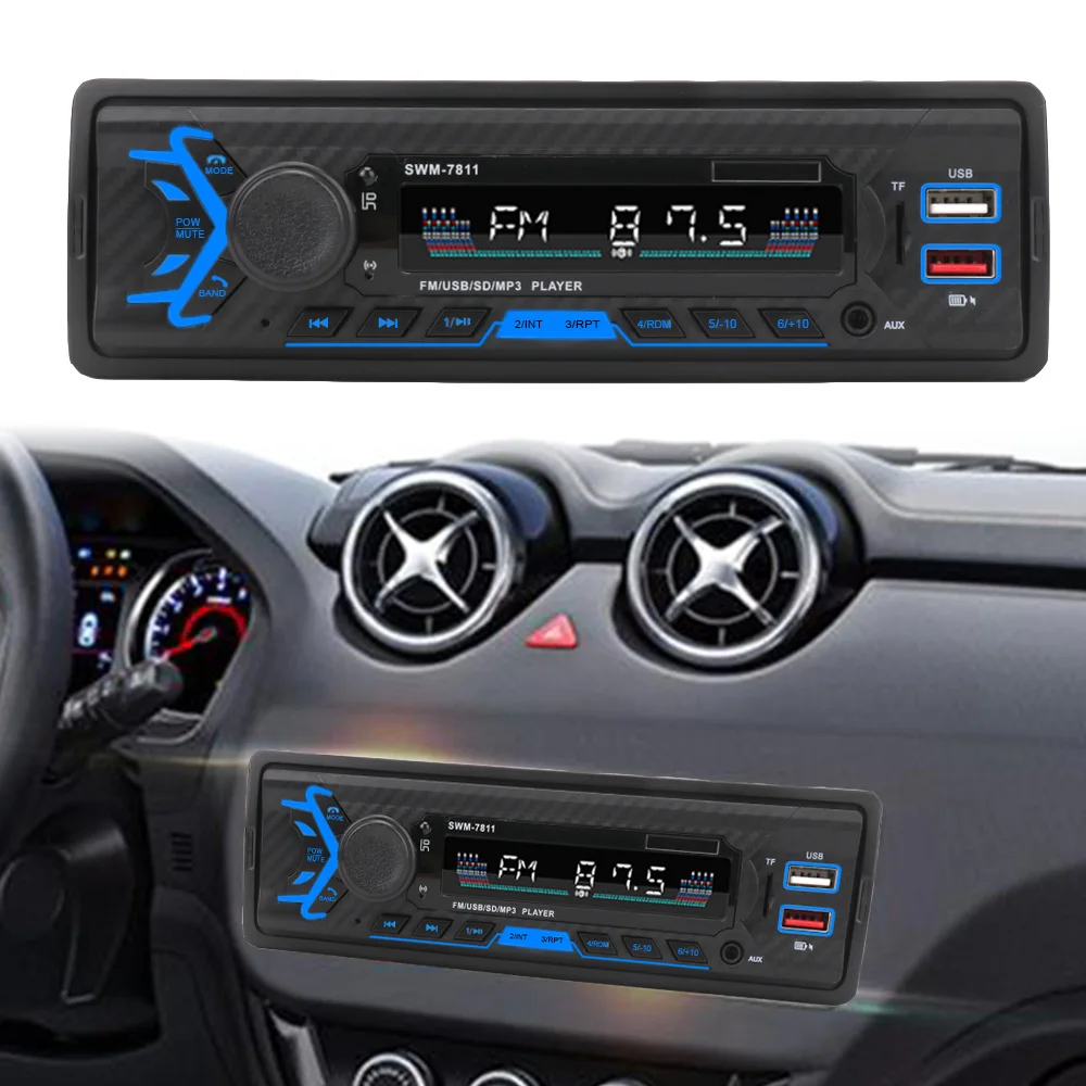 

Head Unit Handsfree 1-DIN Car Radio Multimedia with Voice Control Auto Parts Auto Stereo Bluetooth AUX Function SWM-7811/7812