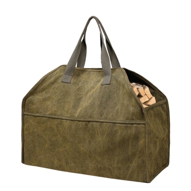 

2021 New Log Storage Holder Carrier Canvas Firewood Bag Durable Fire Wood Tote Organizer