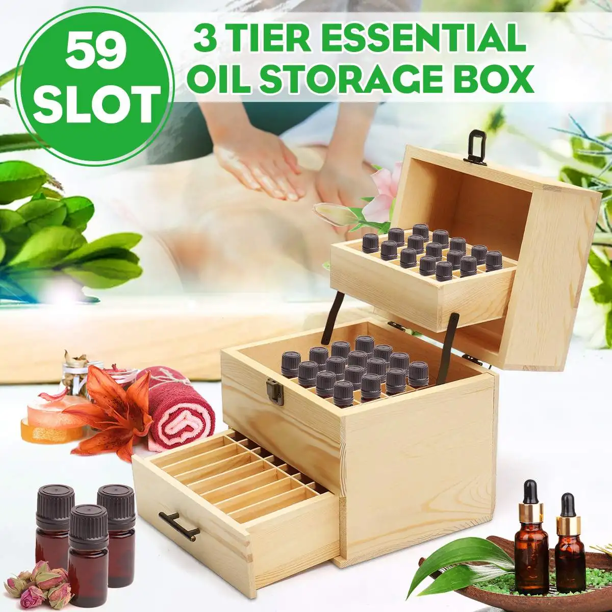 Чехол для переноски эфирных масел 59 слотов деревянный органайзер хранения