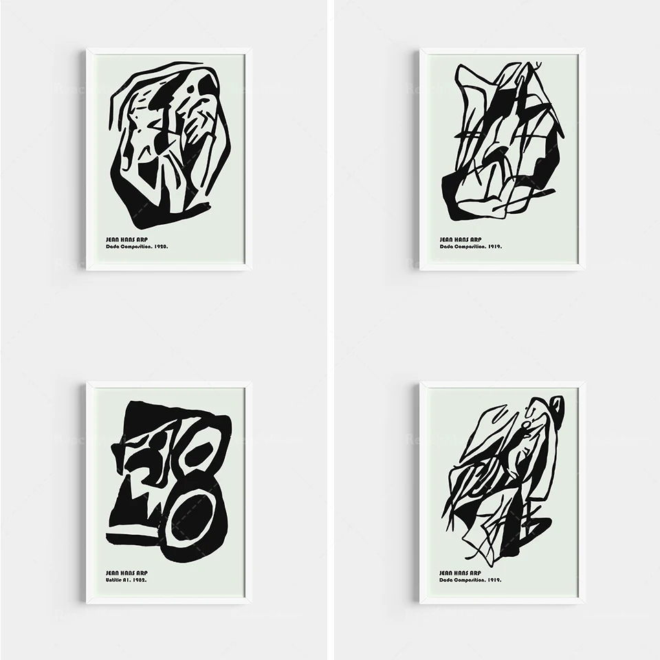 

Jean Hans Arp print set, minimal print set, bohemian poster set, Bauhaus wall art decoration canvas poster