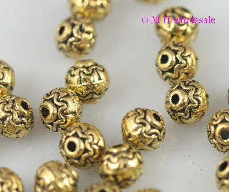 

OMH wholesale Free ship 20pcs golden spacer beads Jewelry metal beads 7x7mm ZL508