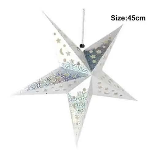 45cm white Бумажный фонарь со звездами, 3D подвесной фонарь со звездами для свадебного декора, украшение для детского дня рождения, Рождественский Бумажный Фонарь - Цвет: 45cm white