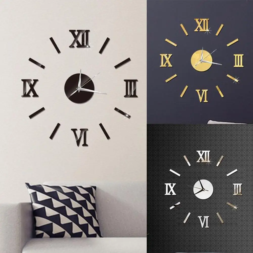 

Plastic Mirror Surface Number 3D Wall Clock Stickers Hanging Clock Wall Sticker Wall Decor Living Home Decor Room Office
