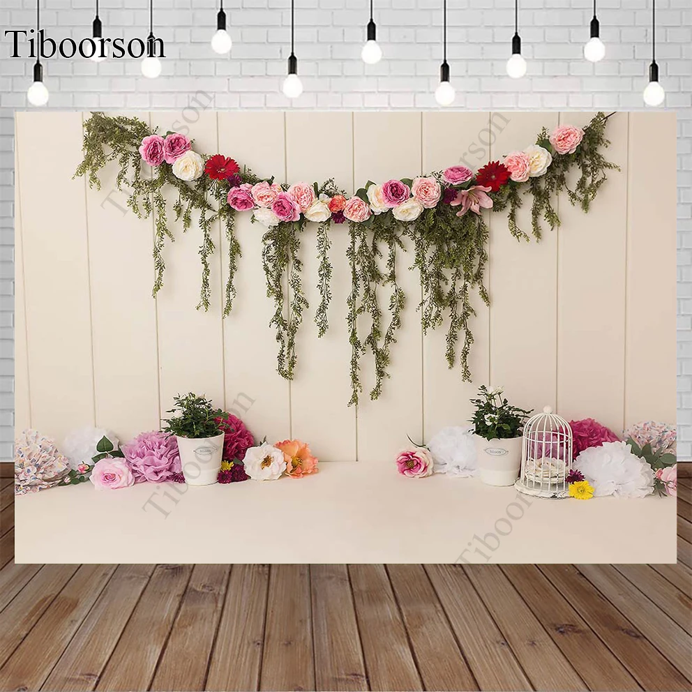 

Baby Shower Photo Background Interior Garden Scene Wood Plank Background Decoration 1st Birthday Backdrop Photocall Props