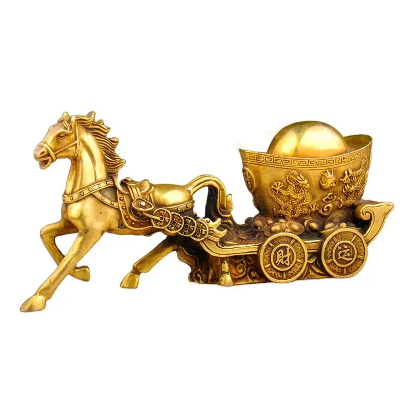 

Copper Horse Drawn Carriage Carriage Lucky Zodiac Gold Business Gifts Home Feng Shui Home Furnishing Bronze Decorations