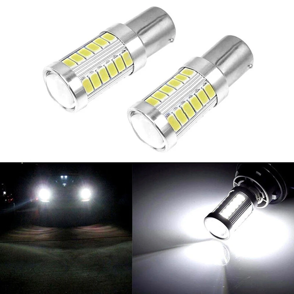 Купи 2pcs/set Car DRL Light Bulb White LED BA15S P21W 1156 Reversing Lamp 33-SMD 5630 12V Replacement Accessories за 120 рублей в магазине AliExpress