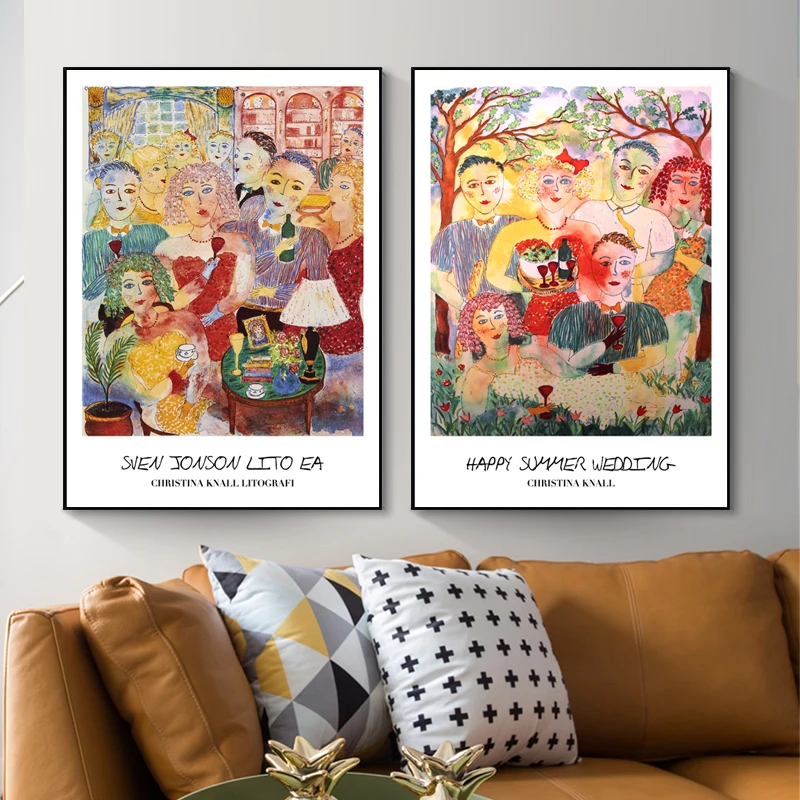 

Cartoon Figure Poster Colorful Character Party Poster And Print Fashion Nordic Wall Art Canvas Paintings For Room Decor Pictures