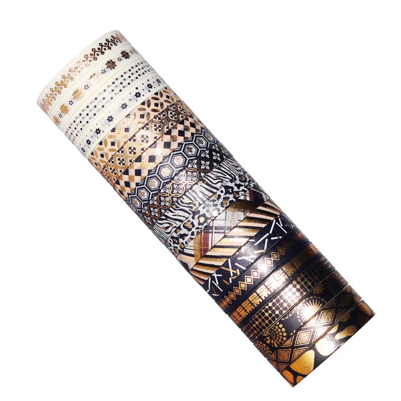 

20Rolls Black Bronzing Paper Tape Set DIY Hand Account Scrapbooking Journal Masking Tape Sticker