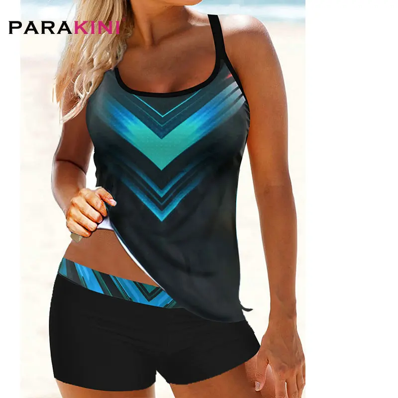 Бикини PARAKINI на бретельках с принтом сзади комплект танкини 2020 женский купальник