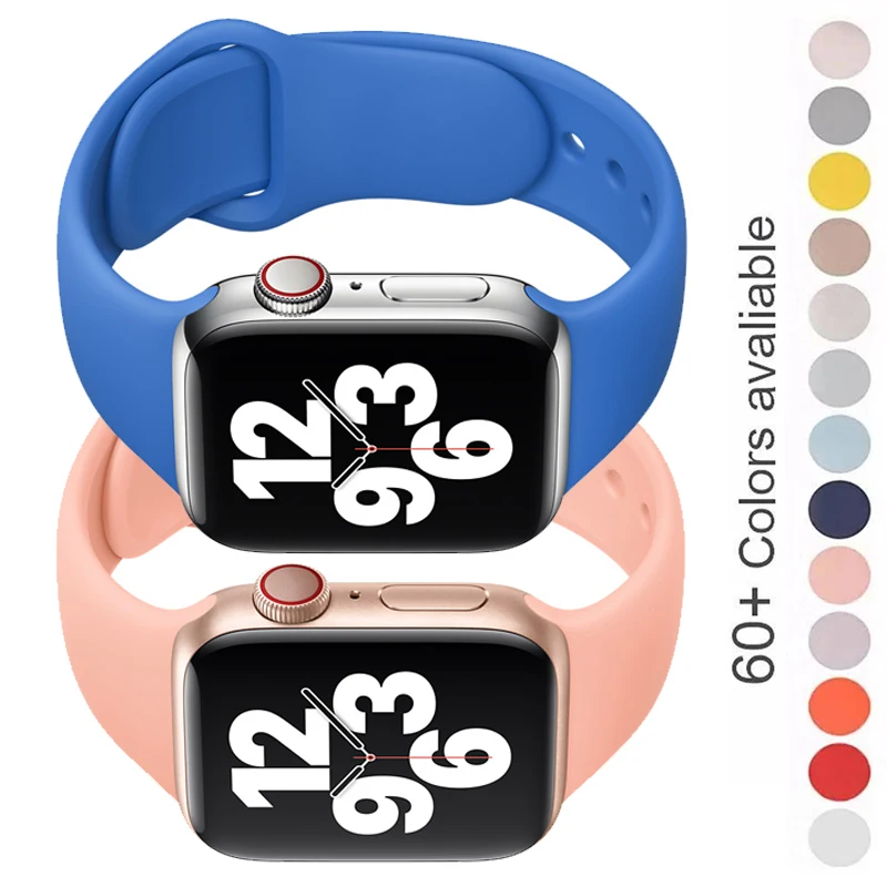 Ремешок силиконовый для Apple Watch band 40 мм 44 38 42 резиновый браслет наручных часов