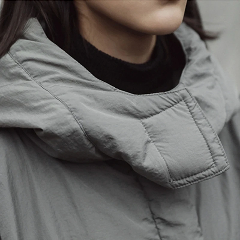 

Women Winter New Thick Warm Hooded Long Parkas Female Fashion Harajuku Gray Wadded Cotton Coat High Quality Oversize Jacket Q511