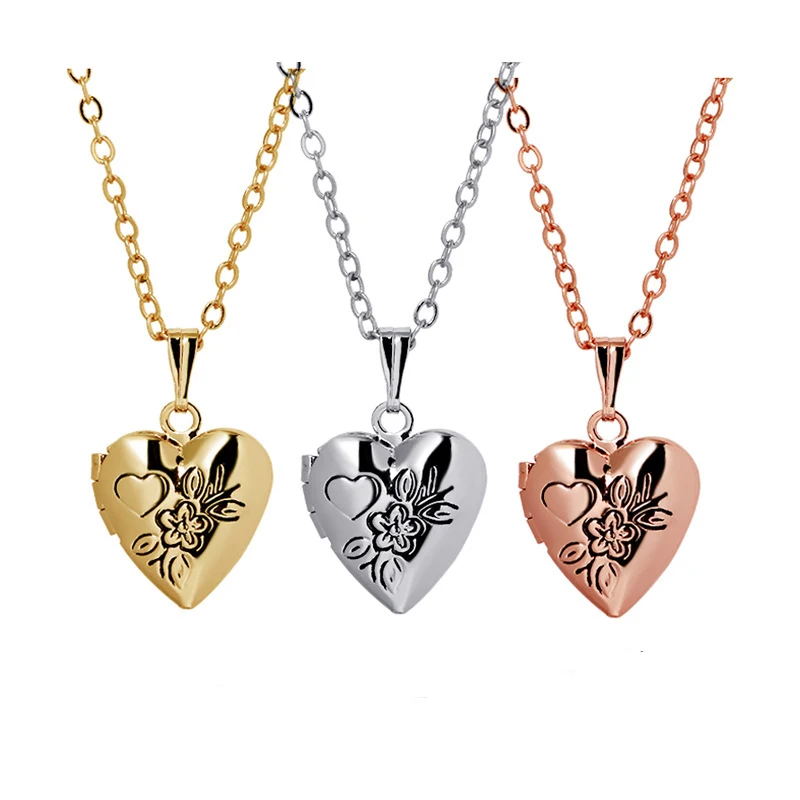 

3 шт./лот любовь сердце медальон ожерелья для женщин фоторамка модные украшения Чокеры подарок