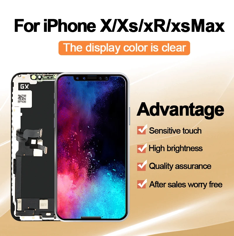 

New GX OLED For iPhone X Display LCD Digitizer Assembly Replacement Soft AMOLED For iPhone XS Max Screen XR 11 PRO MAX JK ZY
