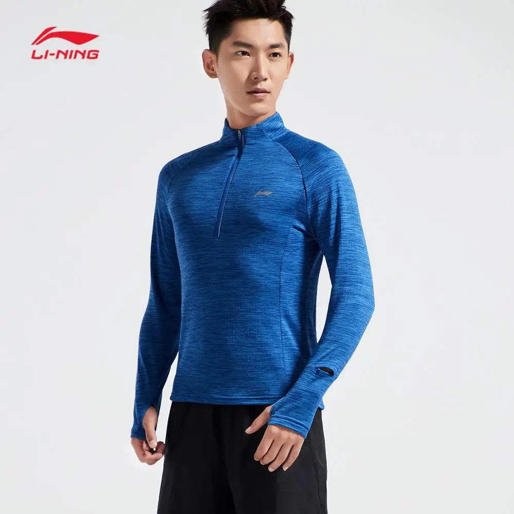 Li-Ning Мужская футболка для бега с длинным рукавом, облегающая, теплая, оболочка, 95% полиэстер, 5% спандекс, подкладка, спортивные топы ATLN147 MTL997