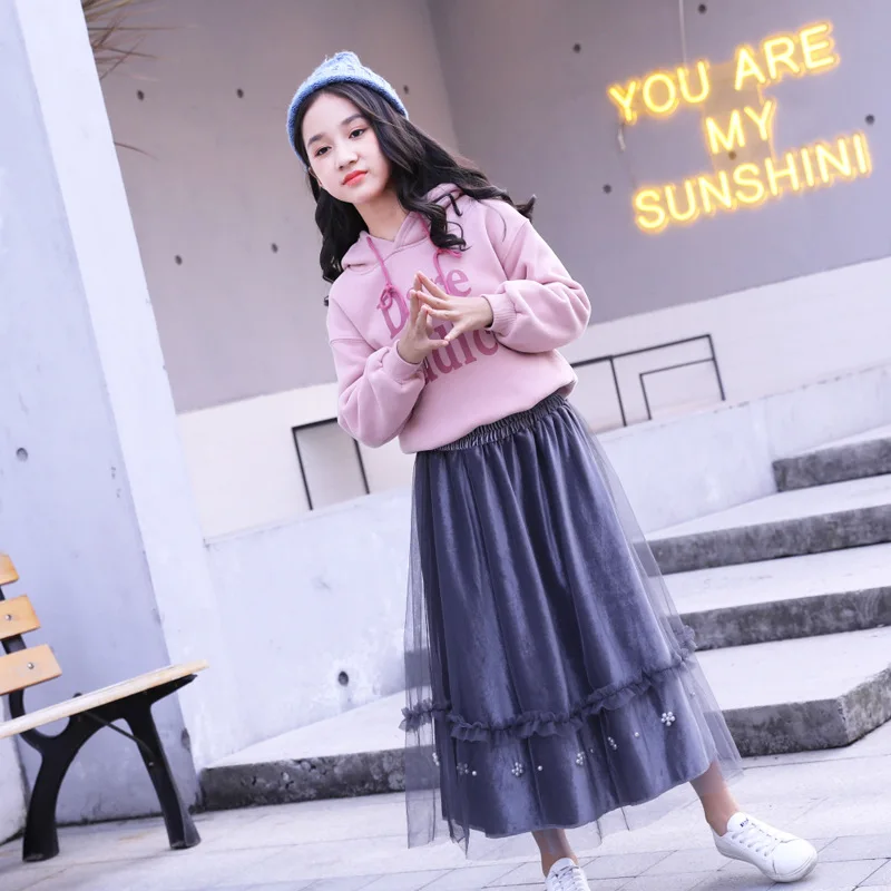 Золотая Бархатная длинная юбка Новинка 2021 года Сезон осень зима с высокой талией