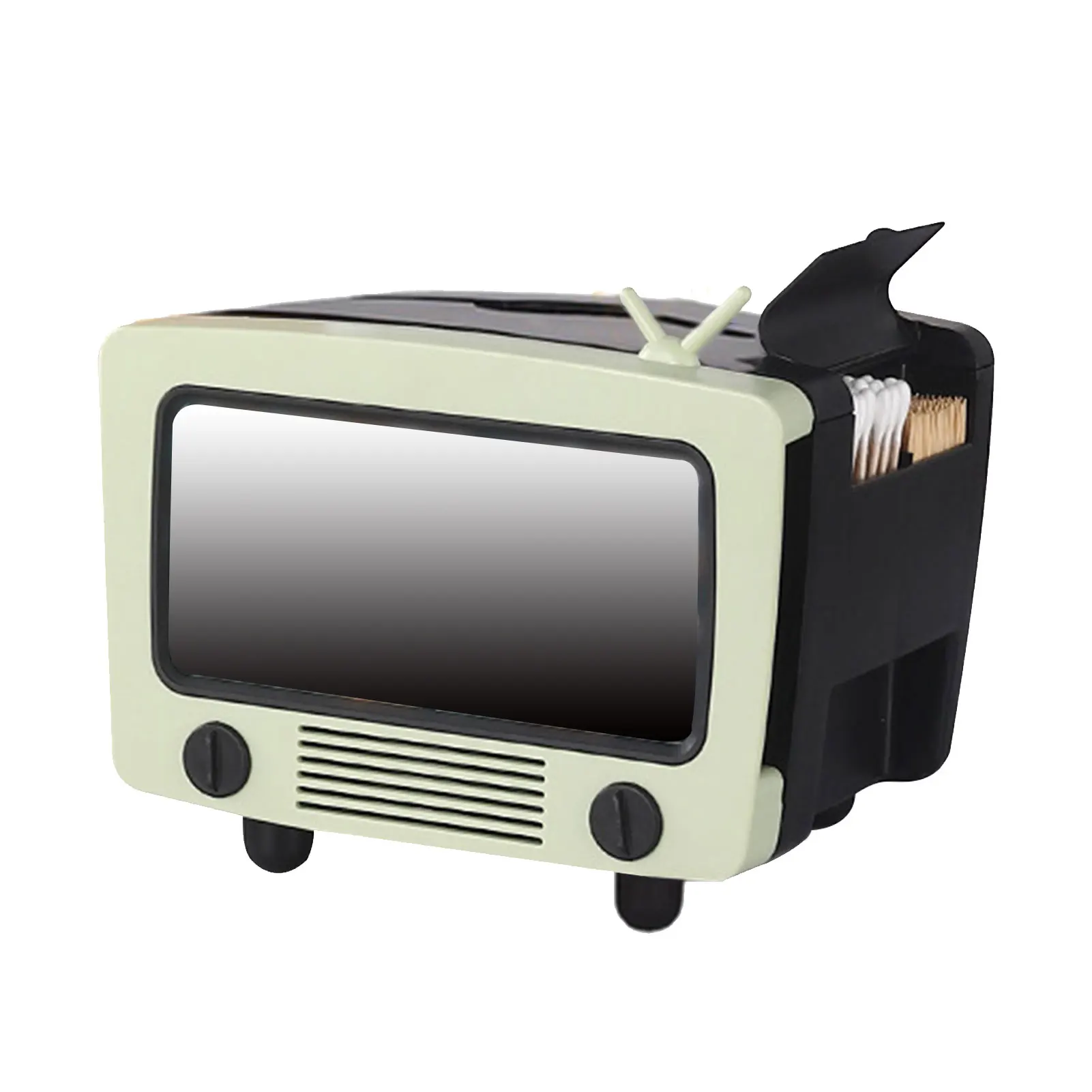 

Tissue Box Cover Innovative Tissue Dispenser Box Cover Holder With Phone Stand 2 In 1 Tissue Box Cover Holder Retro TV Tissue