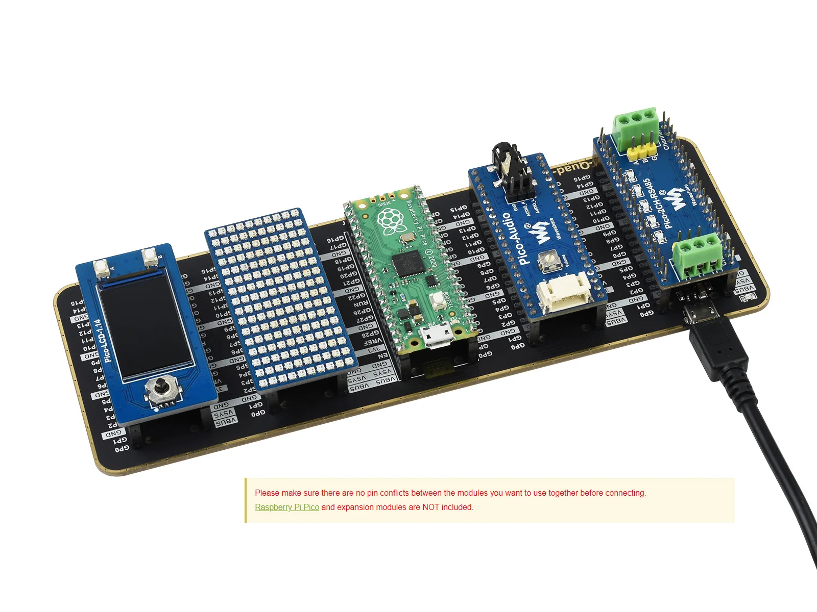 Расширитель Waveshare Quad GPIO для Raspberry Pi Pico четыре комплекта штекерных разъемов разъем