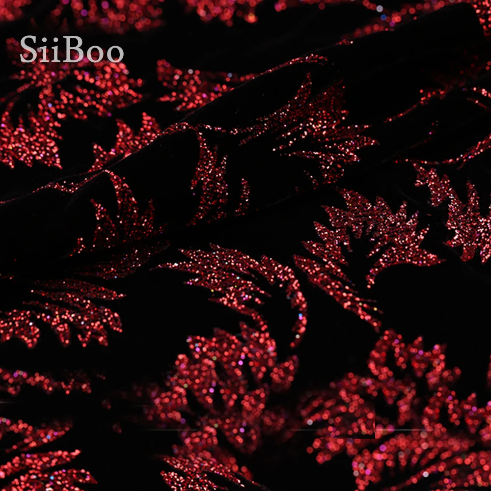 Зеленая красная черная фиолетовая шелковая бархатная ткань с приподнятым ворсом