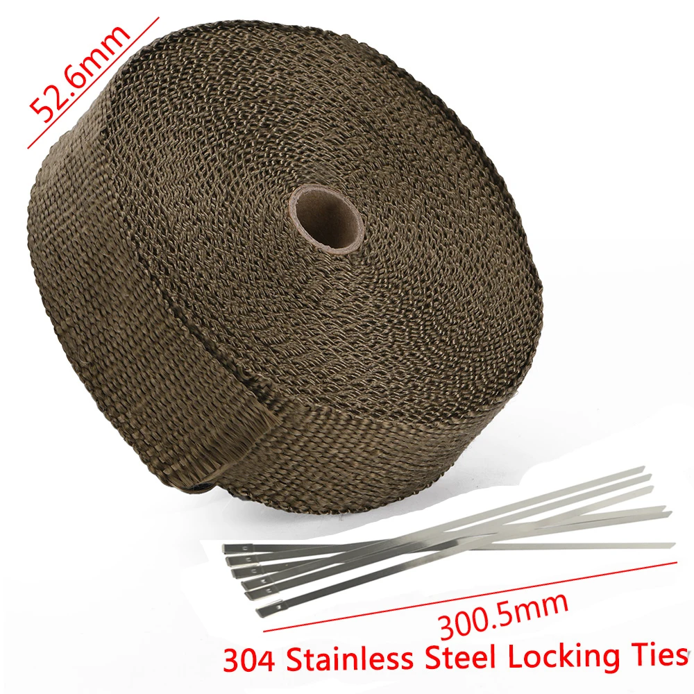 PQY - 2&quotx 15meter Premium Exhaust Heat Wrap Manifold Titanium Lava Fiber Thermal + 6 pcs Ties PQY1915T | Автомобили и
