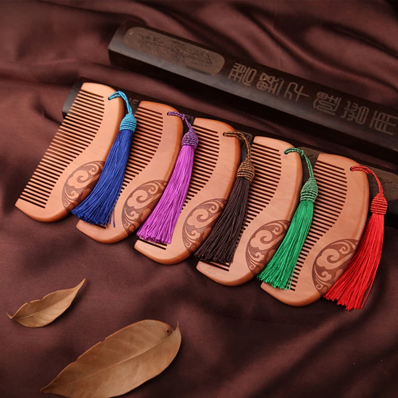 Расческа для волос деревянная с утолщенной гравировкой Антистатическая защитой