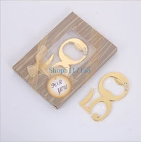 50pcsgolden wedding party giveaway gold 50 metal bottle opener 50th anniversary birthday souvenir for guest wedding engagemen