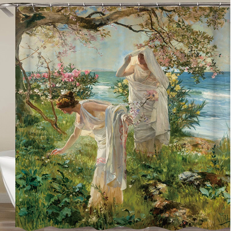 Сказочная занавеска для душа Цветочная с цветами ванной комнаты зелеными