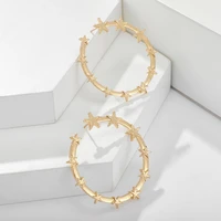 fashion women open big star circle pendant hoop earrings party holiday jewelry