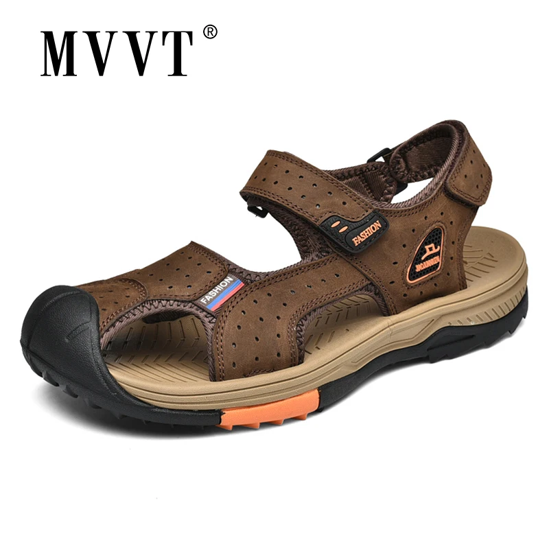 

Genuine Leather Outdoor Sandals Men Hand-made Summer Beach Sandals Casual Sandals